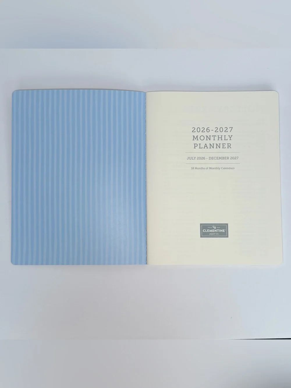 2026-2027 Clementine Paper inc. 17-month Large Size Planner (Blue Stripes)